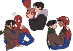 spider - man and his friend hug each other