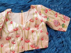 Blouse stitched - Yes Blouse Opening - Front Padded - No Blouse size - 38 with inner margins expandable upto 44 For Blouse Size 36 alteration can be done on request Spring Pink Blouse With Printed Motifs, Pink Printed Blouse For Spring, Festive Silk Printed Blouse, Traditional Fitted Printed Tops, Traditional Multicolor Fitted Shirt, Fitted Multicolor Traditional Shirt, Traditional Fitted Multicolor Shirt, Fitted Traditional Multicolor Shirt, Traditional Printed Blouse For Spring