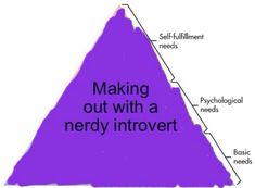 a purple triangle with the words making out with a nerdy intovert