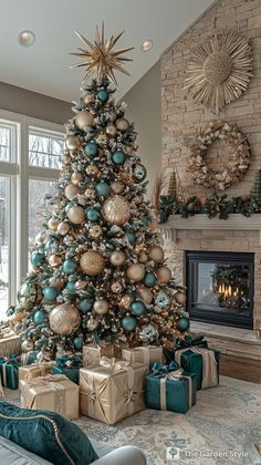 a decorated christmas tree in a living room