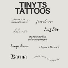 some type of tattoo font on a sheet of paper with the words'tiny tattoos '