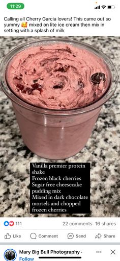 an ice cream in a plastic container on top of a granite counter with the caption