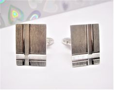 VINTAGE Silver Cufflinks, modernistic stile . STERLING SILVER marked 925 CUFF LINKS rectangle shape length: 3/4 inches, 2 cm A fine gift for life Rectangular Cufflinks For Business, Vintage Rectangular Cufflinks For Gifts, Modernist Rectangular Jewelry For Formal Occasions, Rectangular Polished Finish Cufflinks For Anniversary, Anniversary Rectangular Cufflinks With Polished Finish, Anniversary Rectangular Polished Finish Cufflinks, Modern Rectangular Cufflinks As Gift, Modern Rectangular Cufflinks With Polished Finish, Silver Rectangular Cufflinks For Gift