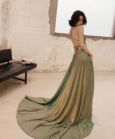 Prom Dress Green, Green Evening Dress, Dress Display, A Line Evening Dress, Make Your Own Dress, Backless Prom Dresses, Long Prom Dresses, Custom Size Dresses, Green Prom Dress