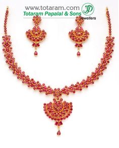 Polki Jewellery Brides, Rubies Necklace, 22 Karat Gold Jewelry, Gold Ruby Necklace, Ruby Jewelry Necklaces, Gold Earrings For Kids, Indian Gold Jewelry, Gold Jewelry Stores