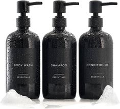 Amazon.com: Stylish Shampoo and Conditioner Dispenser Set of 3 - Modern 21oz Shower Soap Bottles with Pump and Labels - Easy to Refill Body Wash Dispensers for an Instant Bathroom Decor Upgrade - White : Home & Kitchen Shampoo And Conditioner Dispenser, Baking Soda For Hair, Black Shampoo, Baking Soda Benefits, Shampoo Dispenser, Diy Shampoo, Shampoo Bottles, Shower Soap, Baking Soda Shampoo