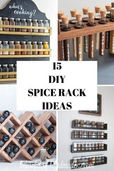 different spice racks with labels on them and the words 15 diy spice rack ideas