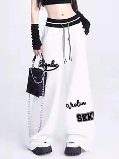 Season : All Season
Age : Junior
Pant Style : Wide Leg Pants
Front Style : Flat
Waist Type : High
Closure Type : Drawstring
Fabric Type : Broadcloth
Fit Type : Loose
Length : Full Length
Material : Polyester
Gender : Women
 



 

	
		
			
			size

			
			
			Waist(cm)

			
			
			Hips (cm)

			
			
			Pant Length(cm)

			
		
		
			
			S

			
			
			62

			
			
			106

			
			
			95

			
		
		
			
			M

			
			
			64

			
			
			108

			
			
			100

			
		
		
			
			L

			
			
			68

			
			
			110

			
			
			102

			
		
		
			
			XL

			
			
			72

			
			
			112

			
			
			103

			
		
		
			
			XXL

			
			
			76

			
			
			114

			
			
			104 White Hip Hop Sweatpants With Letter Print, White Wide Leg Hip Hop Sweatpants, Hip Hop Wide Leg White Sweatpants, Hip Hop Style Wide Leg White Sweatpants, Hip Hop White Wide Leg Sweatpants, Hip Hop Style White Wide Leg Sweatpants, White Baggy Full-length Sweatpants, White High Waist Hip Hop Bottoms, White Baggy Hip Hop Sweatpants