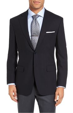 Main Image - Canali Classic Fit Solid Wool Blazer Travel Blazer, Dinner Jacket, Men's Suits, Suit Separates, Blazer Buttons, Sports Jacket, Classic Blue, Wool Blazer, Jacket Style