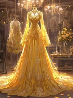 Sun Gown, Nutrition Art, Ball Gowns Fantasy, Yellow Wedding Dress, Energy Diet, Dreamy Gowns, Dress Design Drawing, Fashion Design Patterns, My Wedding Day