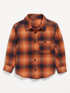 Cozy Long-Sleeve Plaid Pocket Shirt for Toddler Boys | Old Navy Plaid Long Sleeve Flannel Shirt, Long Sleeve Flannel Shirt For Fall, Long Sleeve Plaid Flannel Shirt, Fall Long Sleeve Flannel Shirt, Plaid Long Sleeve Flannel Shirt With Button Closure, Collared Plaid Flannel Shirt For Fall, Collared Flannel Shirt With Pockets, Long Sleeve Shirt With Placket For Fall, Plaid Fall Shirt With Placket