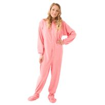 Big Feet PJs Rose Fleece Footed Pajamas for Women Adult Footie Pajamas, Unisex Pajamas, Pink Onesie, Fleece Pajamas, Polar Fleece