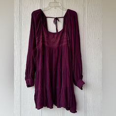 Chelsea & Violet Bohemian Long Sleeve Dress Size Xl Brand New, With Tag Flowy And Feminine Mini Dress In Boysenberry, 100% Rayon, Long Sleeve With Button Cuffs, Front Embroidered Detail At Bust, Tassel Tie On Back, Bottom Hem Has A Ruffle Offers Welcome Bundle To Save Have A Great Day!! Long Sleeve Peasant Dress For Beach In Fall, Peasant Style Flowy Long Sleeve Boho Dress, Bohemian Burgundy Dress For Fall, Flowy Long Sleeve Peasant Dress For Brunch, Purple Bohemian Mini Dress For Fall, Burgundy Long Sleeve Dress For Summer, Burgundy Bohemian Summer Dress, Bohemian Burgundy Summer Dress, Bohemian Long Sleeve Burgundy Dress