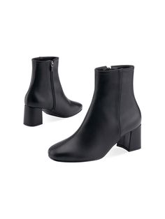 Editor's NotesSPUR's shoes are unique and timeless for everyday wear.- Light-weighted- Eye-catching smooth leather detail- Trendy round toe shape- Inner zippers- Slim ankle- Feminine and minimal styleMeasurements(in.)- Size: KR 230MM (US 6) ~ KR 250MM (US 8)- Heel Height: 2.36in.*Fits true to size.Composition & Care- Synthetic leather- Avoid direct heat and moisture- Professional cleaning is recommendedDesigner- by SPUR Leather Detail, Professional Cleaning, Synthetic Leather, Black Ankle Boots, Smooth Leather, Heel Height, Ankle Boots, Everyday Wear, Zipper