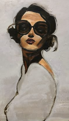 a painting of a woman wearing sunglasses