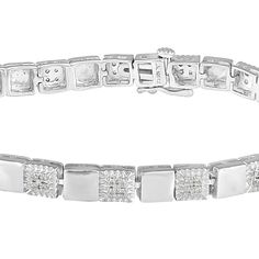 Featuring a unique design and dazzling diamonds, this sterling silver bracelet enhances your look beautifully. Featuring a unique design and dazzling diamonds, this sterling silver bracelet enhances your look beautifully.Click on this JEWELRY & WATCHES GUIDE to learn about fit, styles, materials and more! Clasp: safety Metal: sterling silver Length: 7 in. Packaging: boxed Finish: polishedDIAMOND DETAILS Total weight: 1/2 ct. Color grade: I-J Clarity: I2-I3 Shape: round brilliant Setting: prong G Silver Diamond Cut Chain Bracelet, Silver Sterling Silver Diamond Bracelet With Brilliant Cut, Formal Sterling Silver Chain Bracelet With Diamond Accents, Sterling Silver Bangle Bracelets With Diamond Accents, Silver Bracelet With Pave Setting For Formal Events, White Diamond Cut Sterling Silver Bracelet, Silver Bracelet With Pave Setting For Formal Occasions, Dazzling White Gold Bracelets With Diamond Accents, Dazzling Silver Tennis Bracelet With Diamond Accents