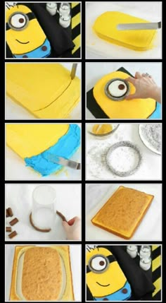 the instructions for making a despicable minion cake