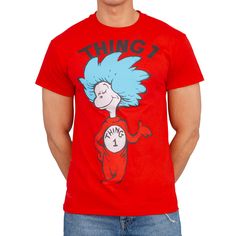 PRICES MAY VARY. Standard Fit Officially Licensed Are you Thing 1 or Thing 2? With this shirt, nobody will get confused anymore! Thing 1 Thing 2 Costume, Thing 2 Costume, Tv Store, Dr Seuss Birthday, Novelty Clothing, T Shirt Image, Red T Shirt, Work Party, Jan 11