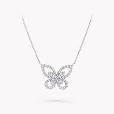 A celebration of a butterfly’s effortlessly feminine silhouette, our elegant Butterfly Silhouette pendant traces the outline of each wing in scintillating pavé diamonds, with clusters of pavé stones forming a second butterfly silhouette in the centre. Presented on a white gold chain, the double-layer design brings a subtle sense of three-dimensionality to the piece. Butterflies have played a prominent role in the history of the House. An enduring source of inspiration for our designers, the Butt Graff Butterfly, Silhouette Jewelry, Butterfly Silhouette, Graff Diamonds, Diamond Drop Pendant, Mini Bracelet, Diamond Rings With Price, Fine Diamond Jewelry, Platinum Jewelry