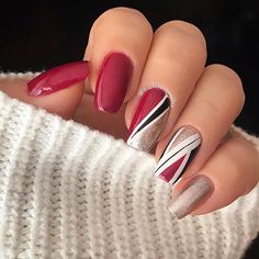 741 Serendipity — Duri Cosmetics Red And Silver Nails, Fancy Nails Designs, Red Nail Designs, Nails 2023, Hot Nails, Fancy Nails, Chic Nails, Nail Polishes