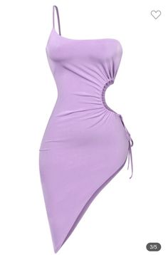 One Shoulder Side Cutout Drawstring Tie Asymmetrical Hem Midi Stretch: High Tomgirl Outfit, Short Fitted Dresses, Purple Short Dress, Female Clothes Outfits, Modesty Outfits, Aesthetic Dress, Seductive Clothes, فستان سهرة, Classy Casual Outfits