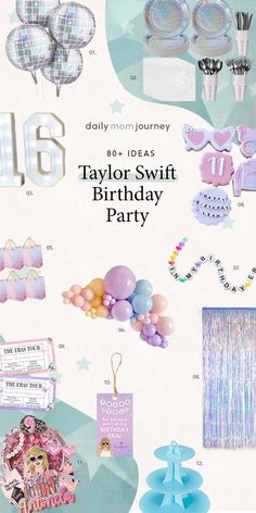 Taylor Swift birthday party ideas featuring Eras Tour invitations, colorful balloon garlands, personalized party favors, and stylish birthday decorations. Taylor Swift Theme Invitation, Lover Themed Birthday Party, Taylor Swift Inspired Birthday Party, Taylor Swift Eras Birthday Party, Taylor Swift Birthday Theme, Taylor Swift Party Ideas Decoration, Taylor Swift Themed Birthday Party, Eras Tour Party, Taylor Swift Birthday Party