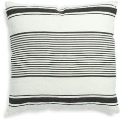 a black and white striped pillow on a white background