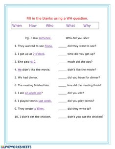 a worksheet with words and pictures on it