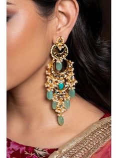 Handmade item Dispatches from a small business in India Materials: Brass, Copper Closure: Push back Description Kundan Earrings, Kundan Chandbali, Kundan Bridal Jewelry, Wedding Earrings, Fashion Earrings, Wedding Jewelry, Indian designer Jewelry Sets Sleek & Elegant Kundan Earring for all Occasions wear Gorgeous Meena Kundan Gold Plated Earrings jewelry Set Care: Avoid contact with Chemicals such as Perfumes or any Sprays. Prevent the Jewelry from the water. Use Butter Paper or Cotton Cloth to store your Jewelry for a longer Product life This Earring is more Beautiful in Real This beautiful Earring is a perfect style statement Jewelry GIFT FOR HER , A perfect Valentine Gifts for Girlfriend / Wife or indulge yourself with these beauties Intricate Design Dangle Earrings For Reception, Dangle Earrings With Intricate Design For Reception, Temple Style Chandelier Earrings For Reception, Traditional Green Earrings For Reception, Green Beaded Earrings For Wedding, Elegant Beaded Earrings For Weddings And Festivals, Elegant Festive Beaded Earrings For Wedding, Green Chandbali Bridal Earrings For Reception, Bollywood Green Bridal Earrings For Reception