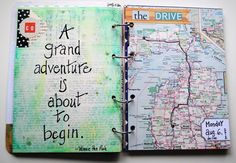 an open book with a map and words on the pages that says, a grand adventure is about to begin