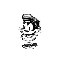 a black and white drawing of a cartoon character