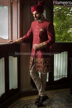 Dabka Embroidery, Suit Inspiration, Sherwani Groom, Mens Sherwani, Zardozi Work, Sherwani For Men, Wedding Dress Men, Dress Men, Pakistani Bridal Wear