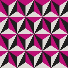 a black and white pattern with pink triangles