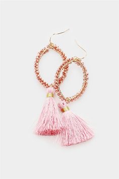 Pink Lady Statement Earrings Lily Jewelry, Pink Tassel Earrings, Women Jewellery, Pink Tassel, Pink Lady, Women's Jewelry And Accessories, Pink Beads, Fish Hook, Tassel Earrings