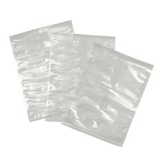 three clear plastic bags on a white background