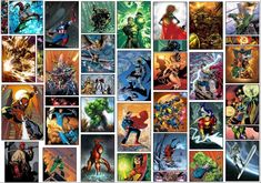 many different images of superheros and villaines are shown in this collage from the comics