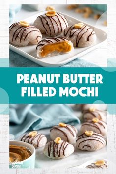 peanut butter filled mochies on a white plate