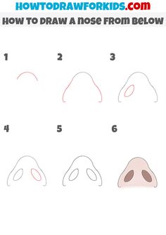 how to draw nose from below step by step drawing instructions for kids and beginners