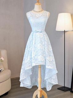 Light Blue A-line Homecoming Dress, Spring Sleeveless Homecoming Gown, Light Blue Sleeveless Dress For Prom, Fitted Sleeveless Light Blue Gown, Light Blue Lace Sleeveless Dress, Light Blue Sleeveless Lace Dress, Light Blue Sleeveless Wedding Dress, Blue Lace Sleeveless Gown, Sleeveless Blue Lace Gown