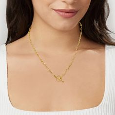 3mm 10kt Yellow Gold Paper Clip Link Toggle Necklace. 18" | Ross-Simons Minimalist Gold Plated Toggle Necklace, Gold Plated Toggle Necklace, Tarnish Resistant, As A Gift, Gold Toggle Necklace Tarnish Resistant For Gift, Gold Plated Toggle Necklace For Everyday Wear, Gold Oval Link Toggle Necklace As Gift, Gold Oval Link Toggle Necklace Gift, Gold Toggle Necklace With Oval Links As Gift, Classic Yellow Gold Link Toggle Necklace, Classic Gold-tone Link Toggle Necklace