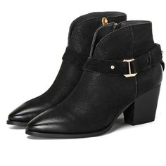 230(1.5)Retro Style Women Buckle Pointed Toe Chunky Block Heel Chelsea Ankle Boots The Size 230(1.5) Us 6.5 Leather Pointed Toe Retro Black Boots For Fall, Retro Black Heeled Boots For Winter, Black Boots With Metal Pin Buckle For Fall, Vintage Black Heeled Boots For Winter, Retro Black Winter Heeled Boots, Black Ankle Strap Heeled Boots For Fall, Black Heeled Boots With Ankle Strap For Fall, Retro Black Heels For Fall, Vintage Black Heels For Fall