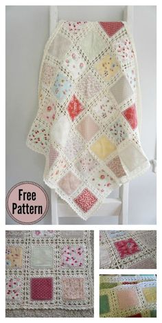 a crocheted blanket is shown with the words, free pattern and instructions to make it