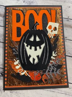 a halloween card with an image of a jack - o'- lantern on it