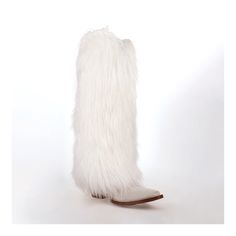 Unleash your "Bad and Boujee" style with the Snuggles leather boot. This 18-inch showstopper will have you cozy and stylish this season. The suede leather vamp is beautifully accented with a fluffy faux fur shaft, creating a luxurious and eye-catching contrast. With a 2 1/2-inch heel and a sleek snip toe, these boots are not just a statement piece; they're a fashion essential for those who dare to stand out. White Boots With Faux Fur Lining For Fall, White Leather Winter Boots, White Faux Fur Lined Boots For Fall, White Knee-high Boots With Round Toe For Winter, White Boots With Faux Fur Lining, White Leather Knee-high Boots For Winter, Fur White Boots, White Faux Fur Boots With Round Toe, White Western Knee-high Boots For Fall