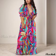 Olivia Mark - Floral Print High-Waisted Wide-Leg Pants with Ruffled Hem Lotus Print, Printed Wide Leg Pants, Print Bodysuit, High Waisted Trousers, Cute Woman, Wide Leg Trousers, Wide Leg Pants, Lotus, Types Of Sleeves