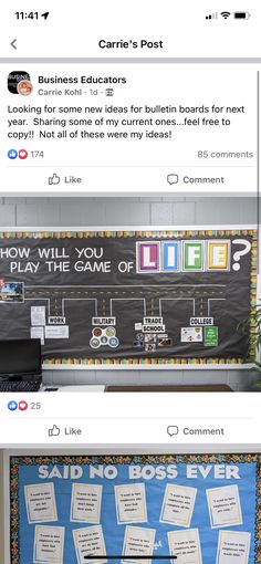 two facebook posts showing different types of bulletin boards and what they are used to write on them