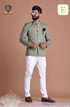 Outfit For Marriage Function, Green Jodhpuri, Jodhpuri Suits For Men Wedding, Party Wear Blazers, Sardar Fashion, Jodhpuri Suits, Jodhpuri Suits For Men, Blazers For Men Casual, Boys Kurta Design