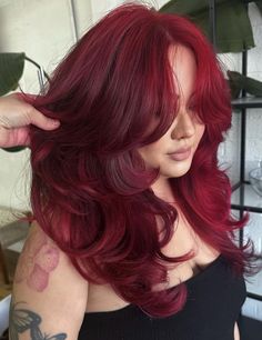 Red Hair Looks, Cherry Red Hair, Red Hair Inspo, Wine Hair, Cherry Hair, Cute Hair Colors, Hair Streaks, Dyed Hair Inspiration, New Haircut