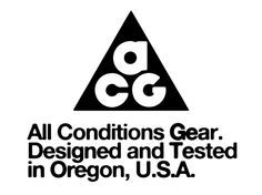 the logo for all conditions gear designed and tested in oregon, u s a on a white background