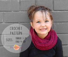 This highly detailed and illustrated crochet pattern will take through every step to make a gorgeous chunky ribbed infinity scarf. This pattern is for the following sizes - 1-3 years and 4-10 years. This is an ideal beginners pattern. Pattern is written in English using US crochet terminology. This listing is for an Instant PDF Download for the Ribbed Infinty Scarf. Pattern is made using double strands of 10 ply/Aran weight yarn. I use a superwash merino, but could be made in acrylic. Skill leve Infinity Scarf Crochet, Crochet Flower Scarf, Lacy Scarf, Pocket Scarf, Crochet Scarf Pattern, Infinity Scarf Pattern, Craft Crochet, Pocket Scarves, Beginners Crochet